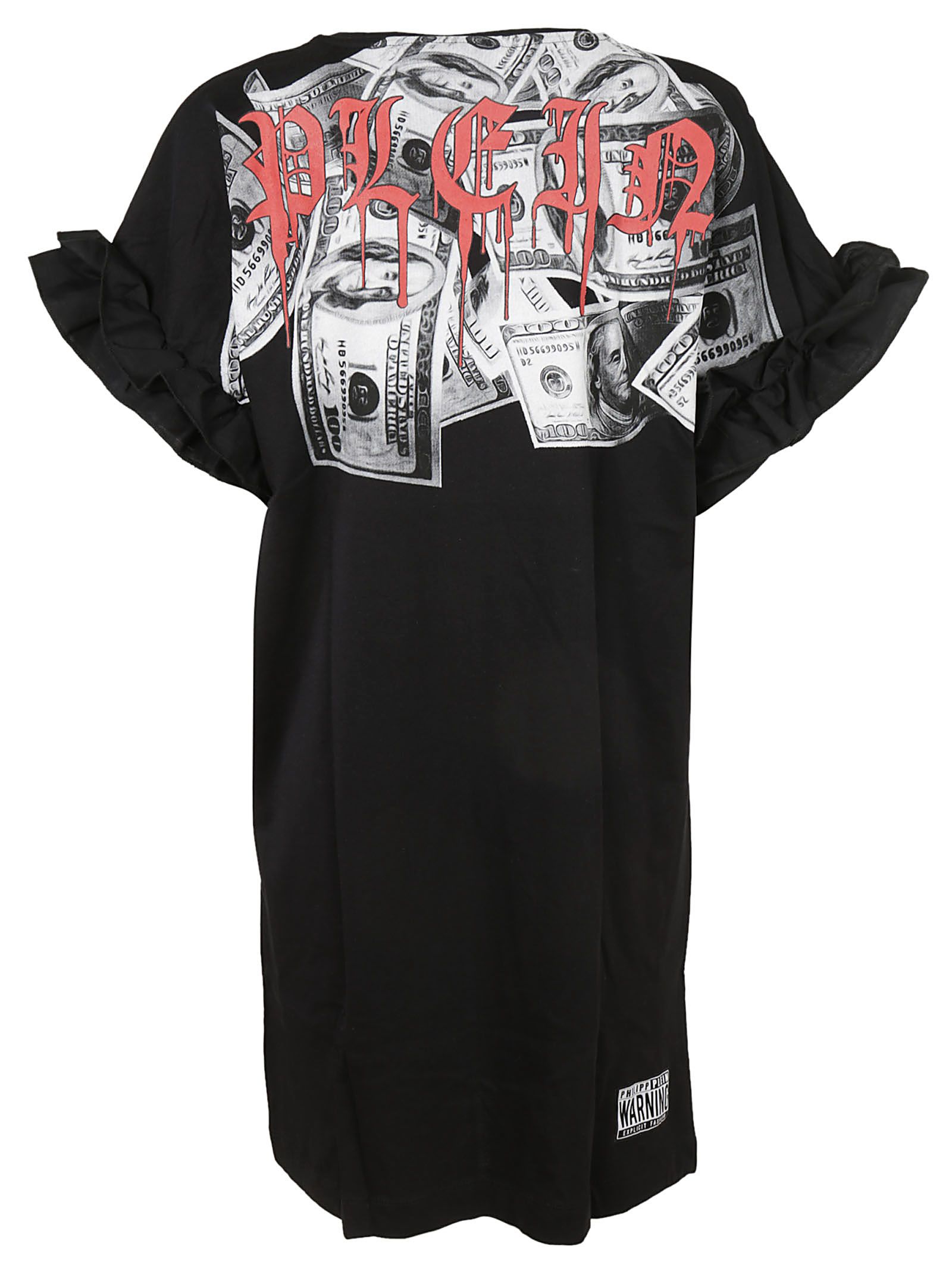 philipp plein ruffle sleeve t-shirt dress