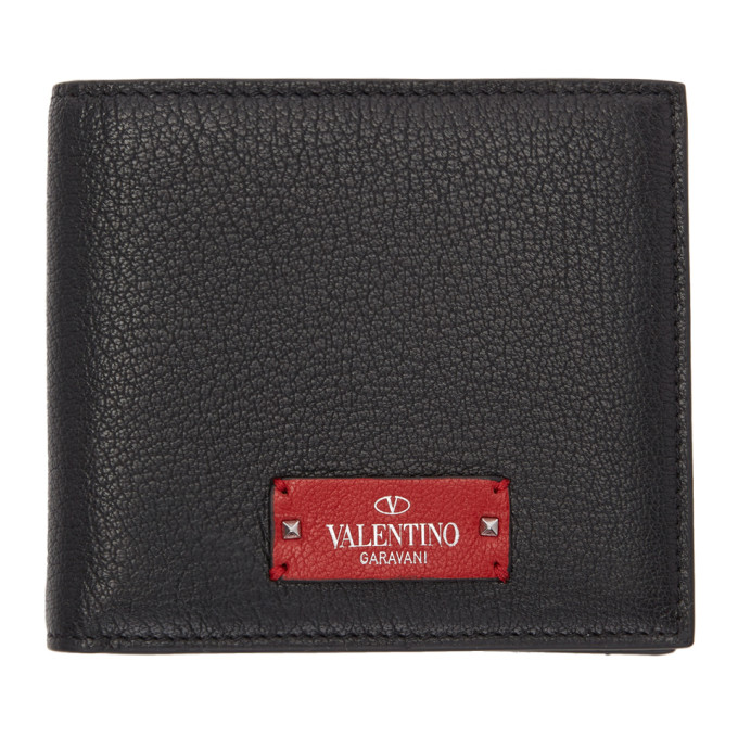 valentino黑色/红色valentino garavani logo patch两折式钱包