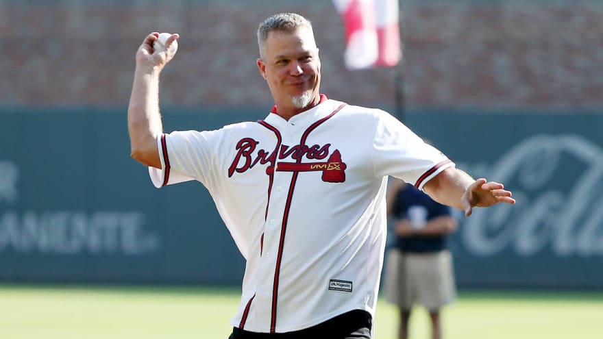 Former Braves Great Chipper Jones Throws Out First Pitch Catches