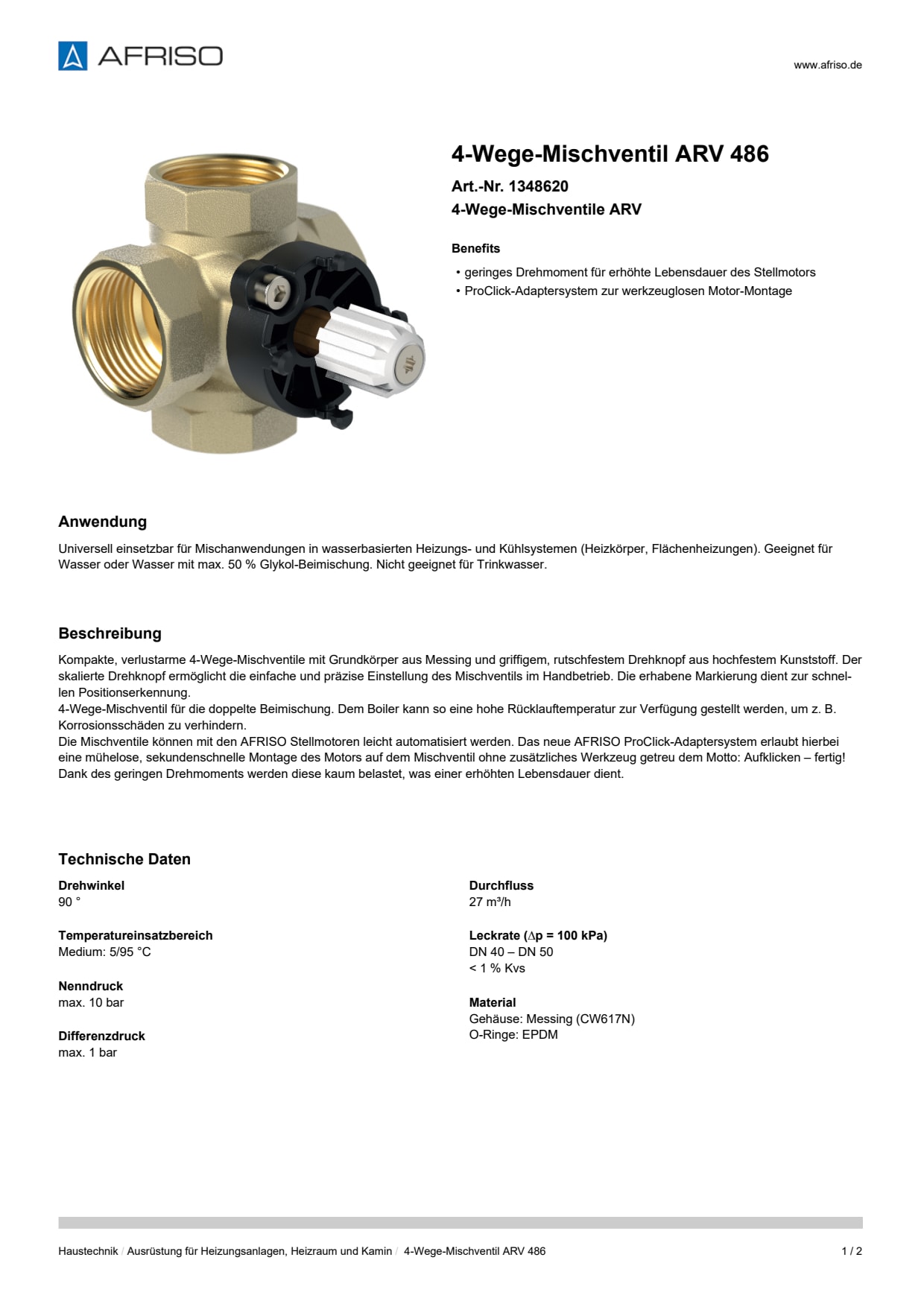 AFRISO_4-WEGE-MISCHVENTIL-ARV-486-4-WEGE-MISCHVENTILE-ARV_1348620_DEU_CHE.PDF