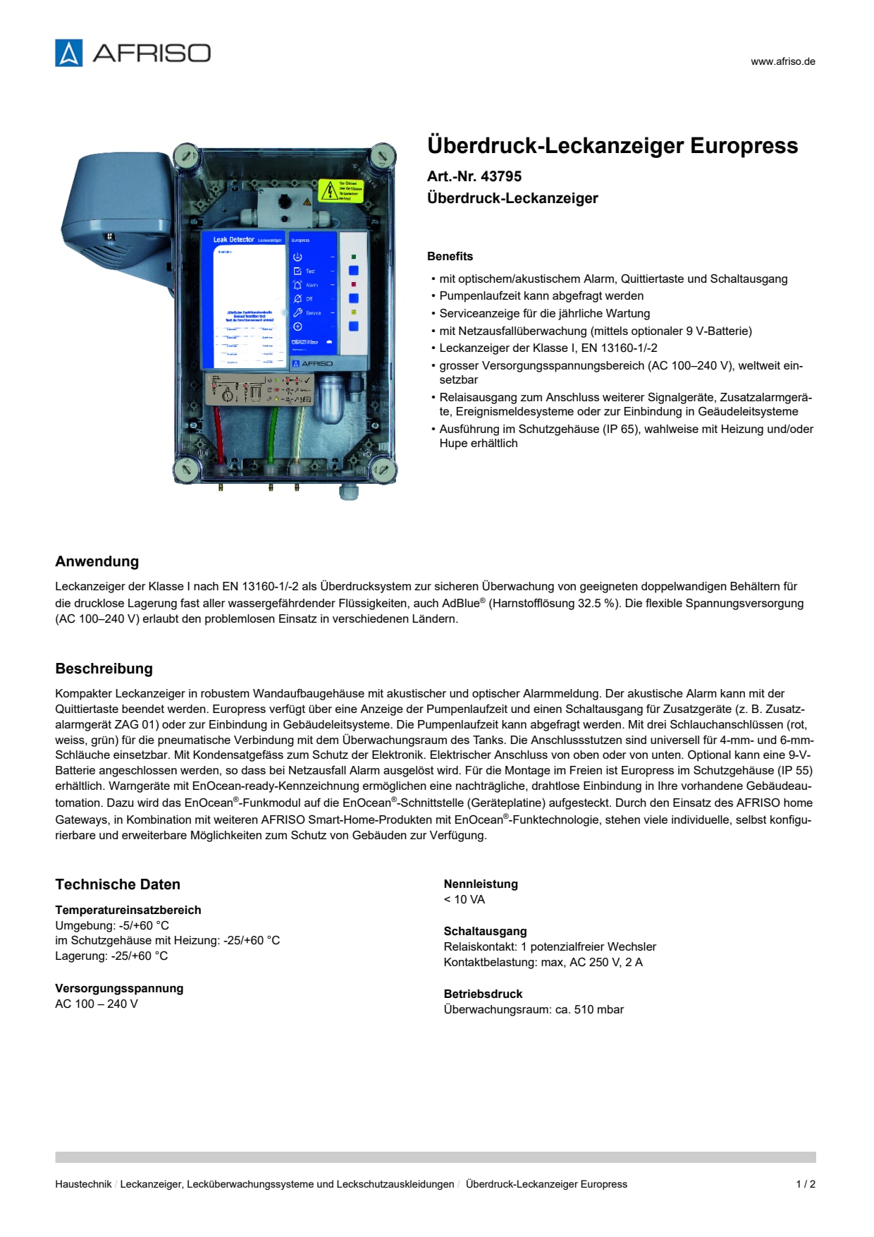 AFRISO_UEBERDRUCK-LECKANZEIGER-EUROPRESS-UEBERDRUCK-LECKANZEIGER_43795_DEU_CHE.PDF