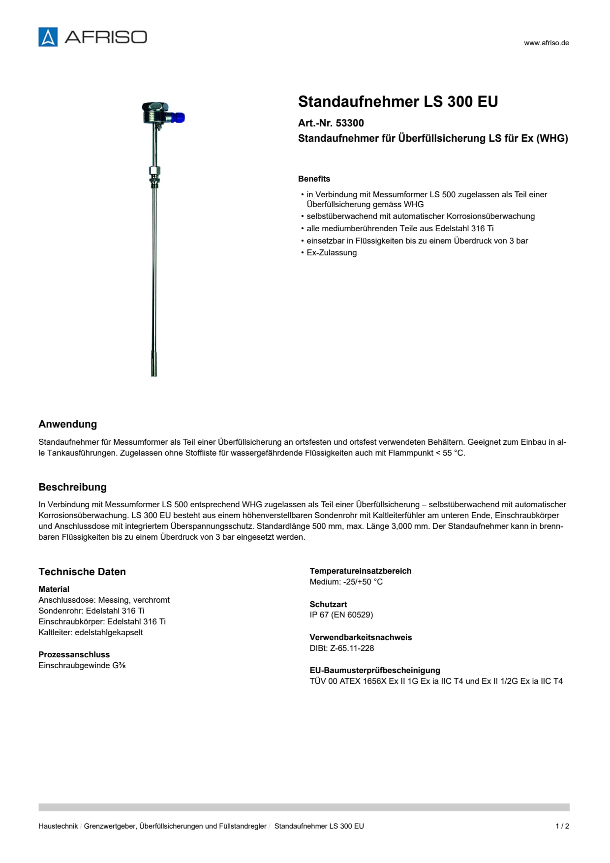 AFRISO_STANDAUFNEHMER-LS-300-EU-STANDAUFNEHMER-FUER-UEBERFUELLSICHERUNG-LS-FUER-EX--WHG_53300_DEU_CHE.PDF