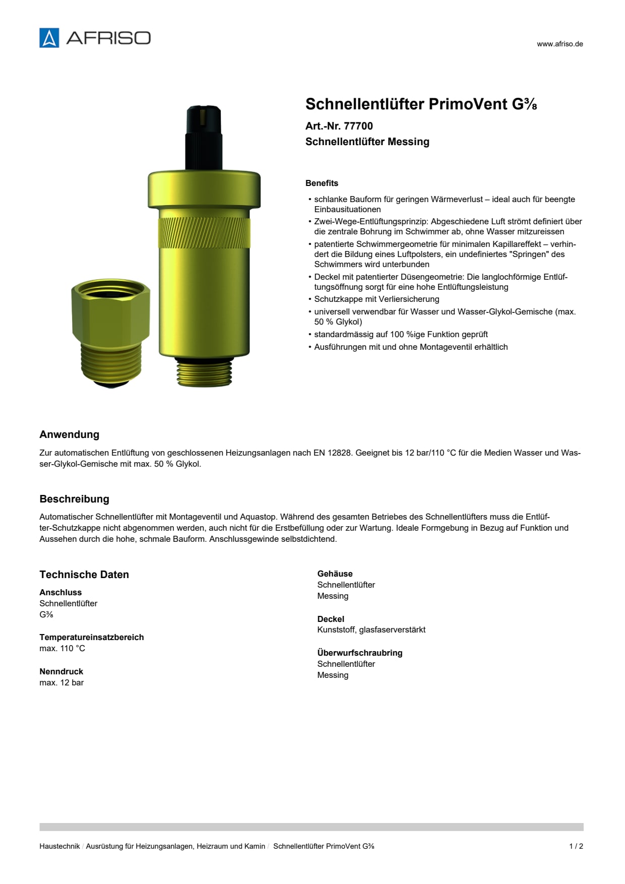 AFRISO_SCHNELLENTLUEFTER-PRIMOVENT-G--SCHNELLENTLUEFTER-MESSING_77700_DEU_CHE.PDF