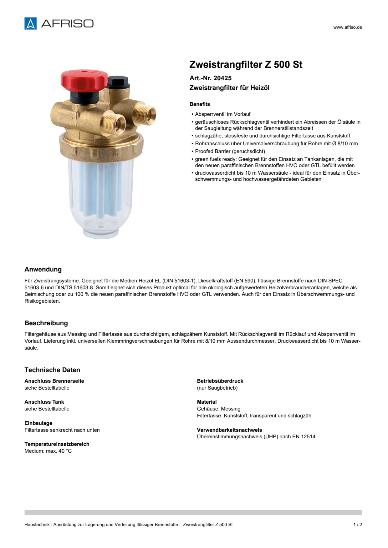 AFRISO_ZWEISTRANGFILTER-Z-500-ST-ZWEISTRANGFILTER-FUER-HEIZOEL_20425_DEU_CHE.PDF