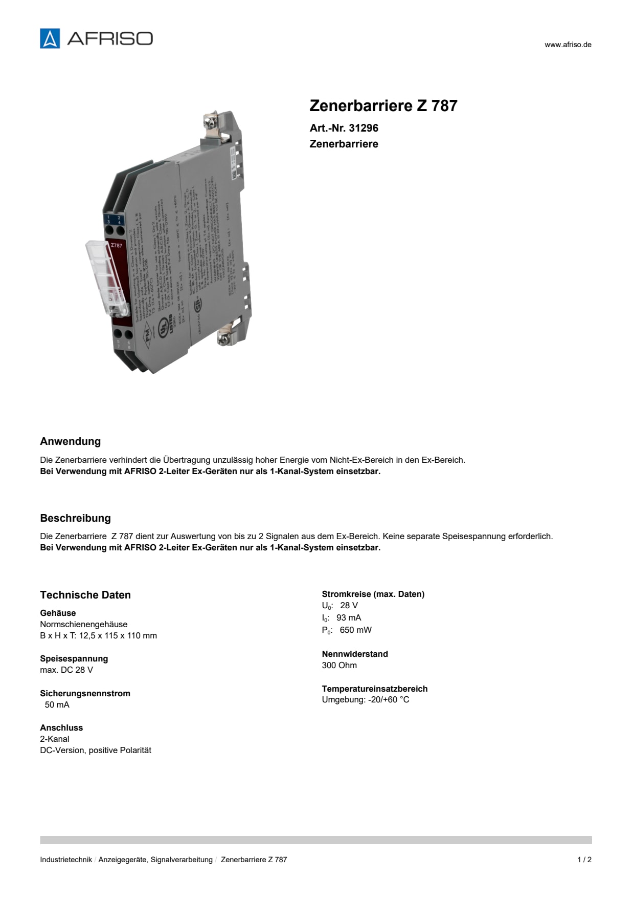 AFRISO_ZENERBARRIERE-Z-787-ZENERBARRIERE_31296_DEU_CHE.PDF