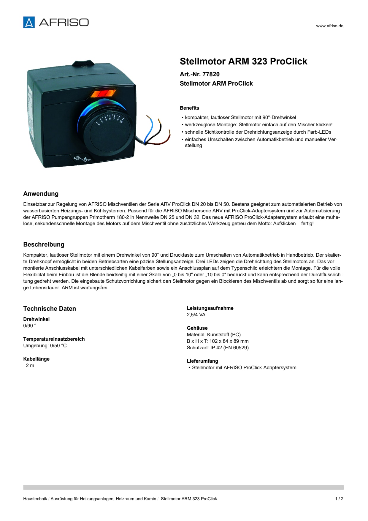 AFRISO_STELLMOTOR-ARM-323-PROCLICK-STELLMOTOR-ARM-PROCLICK_77820_DEU_CHE.PDF