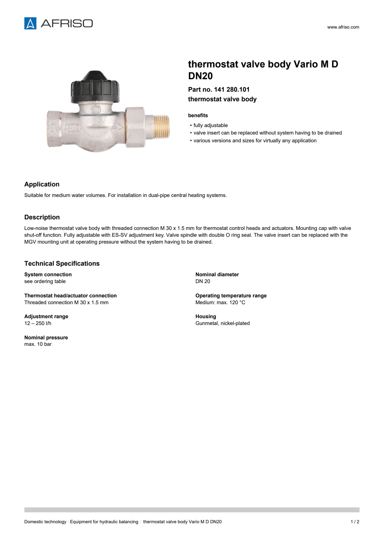 AFRISO_DATA-SHEET_THERMOSTAT-VALVE-BODY_VARIO-M_D-DN20_141-280-101_ENG_GBR.PDF