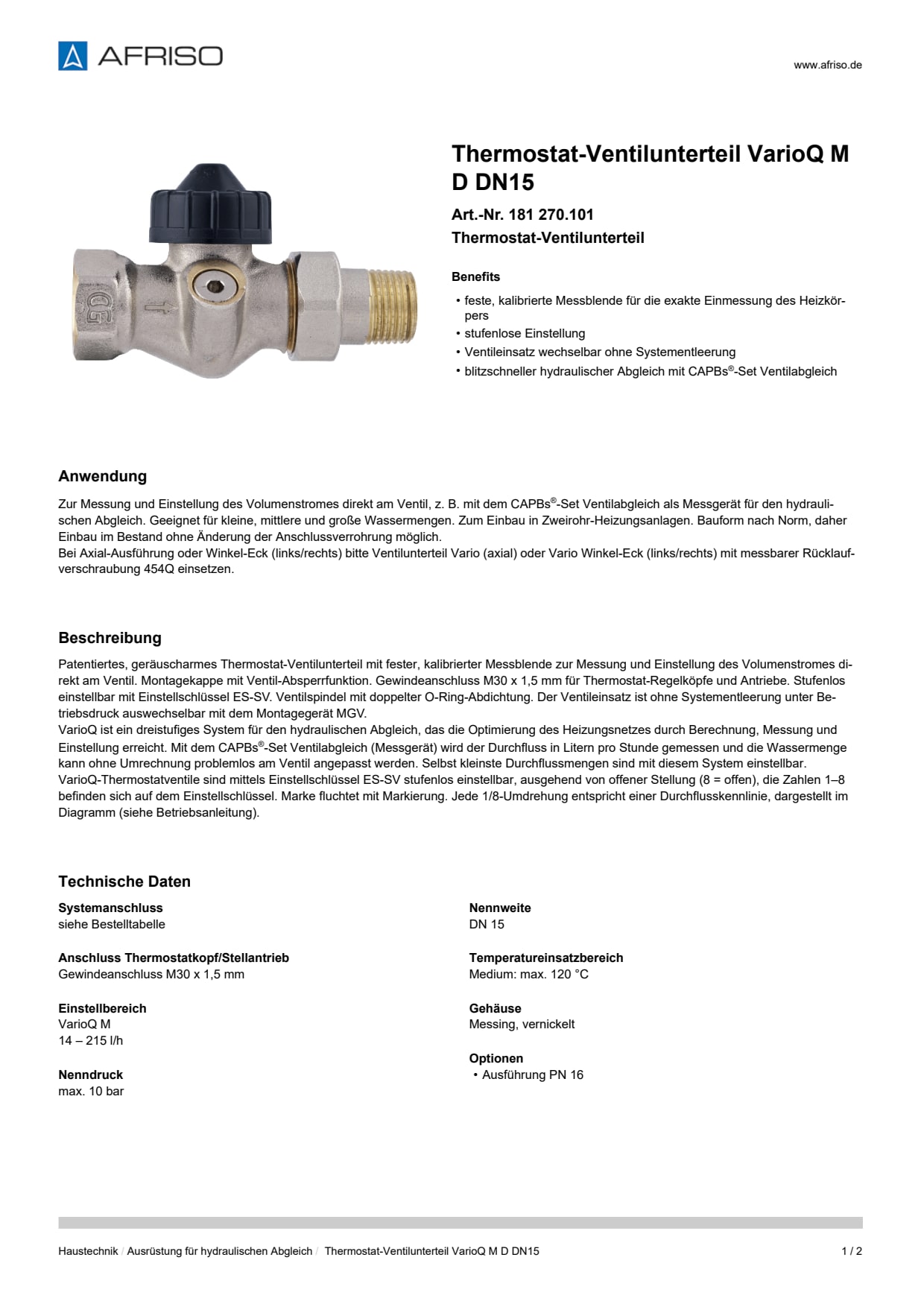 AFRISO_DATENBLATT_THERMOSTAT-VENTILUNTERTEIL_VARIOQ-M_D-DN15_181-270-101_DEU_DEU.PDF