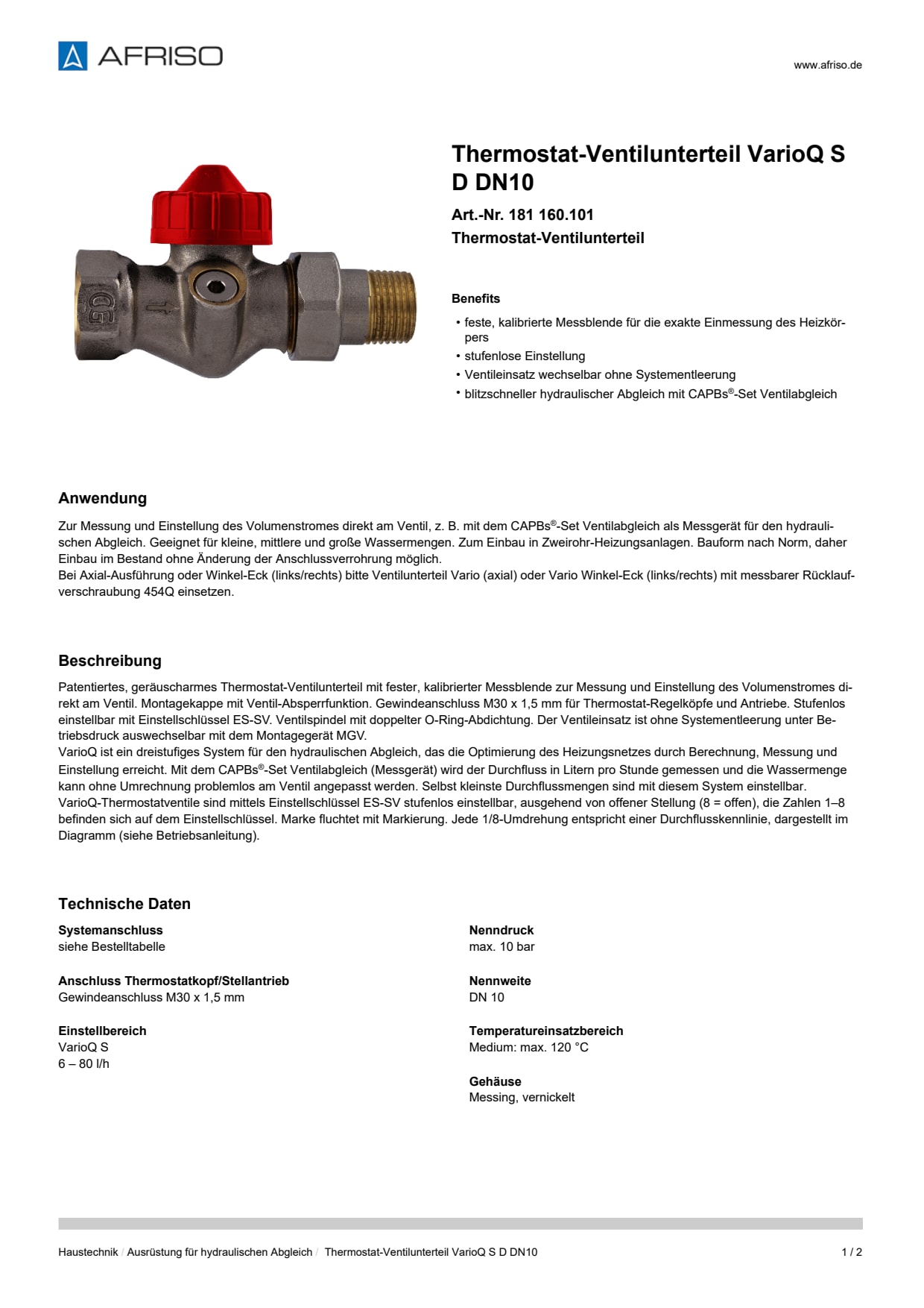 AFRISO_DATENBLATT_THERMOSTAT-VENTILUNTERTEIL_VARIOQ-S_D-DN10_181-160-101_DEU_DEU.PDF