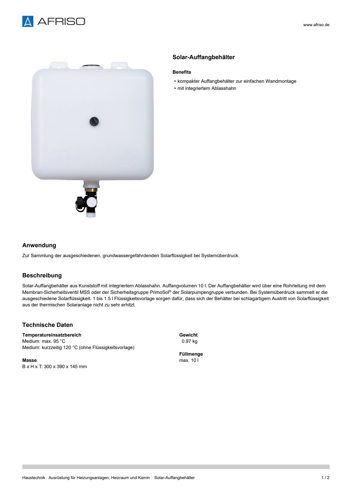 AFRISO_DATENBLATT_SOLAR-AUFFANGBEHAELTER_P7061_DEU_CHE.PDF