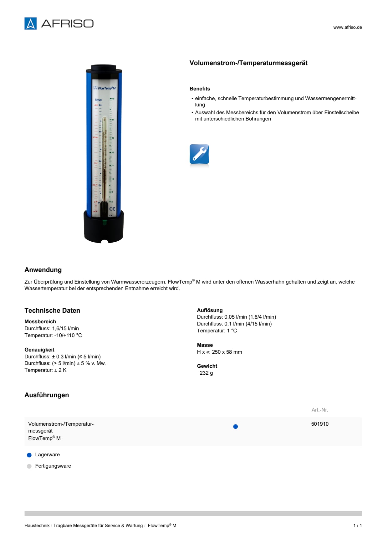 AFRISO_DATENBLATT_VOLUMENSTROM--TEMPERATURMESSGERAET_FLOWTEMP-M_P1772_DEU_CHE.PDF