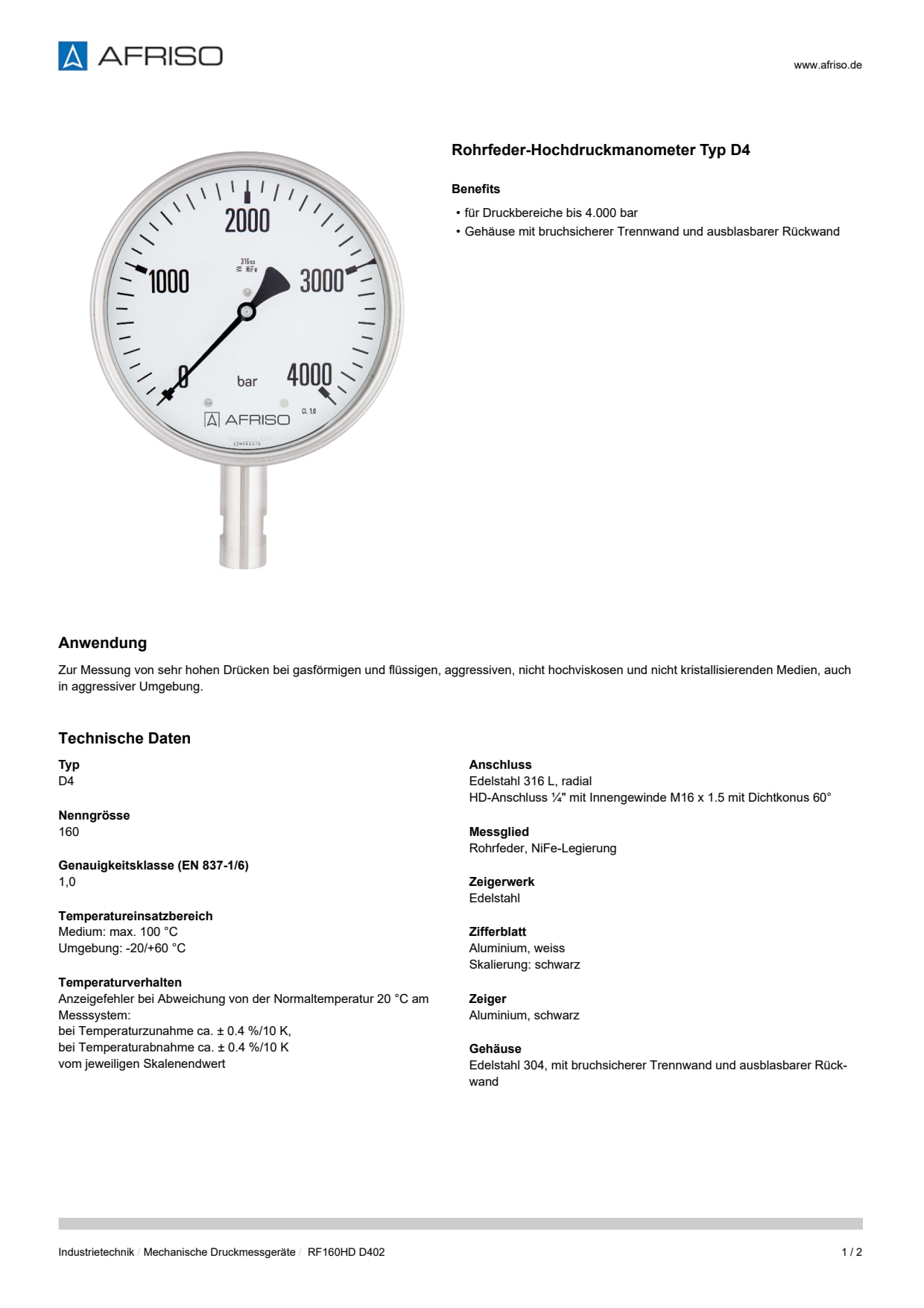 AFRISO_DATENBLATT_ROHRFEDER-HOCHDRUCKMANOMETER-TYP-D4_RF160HD-D402_P22050_DEU_CHE.PDF