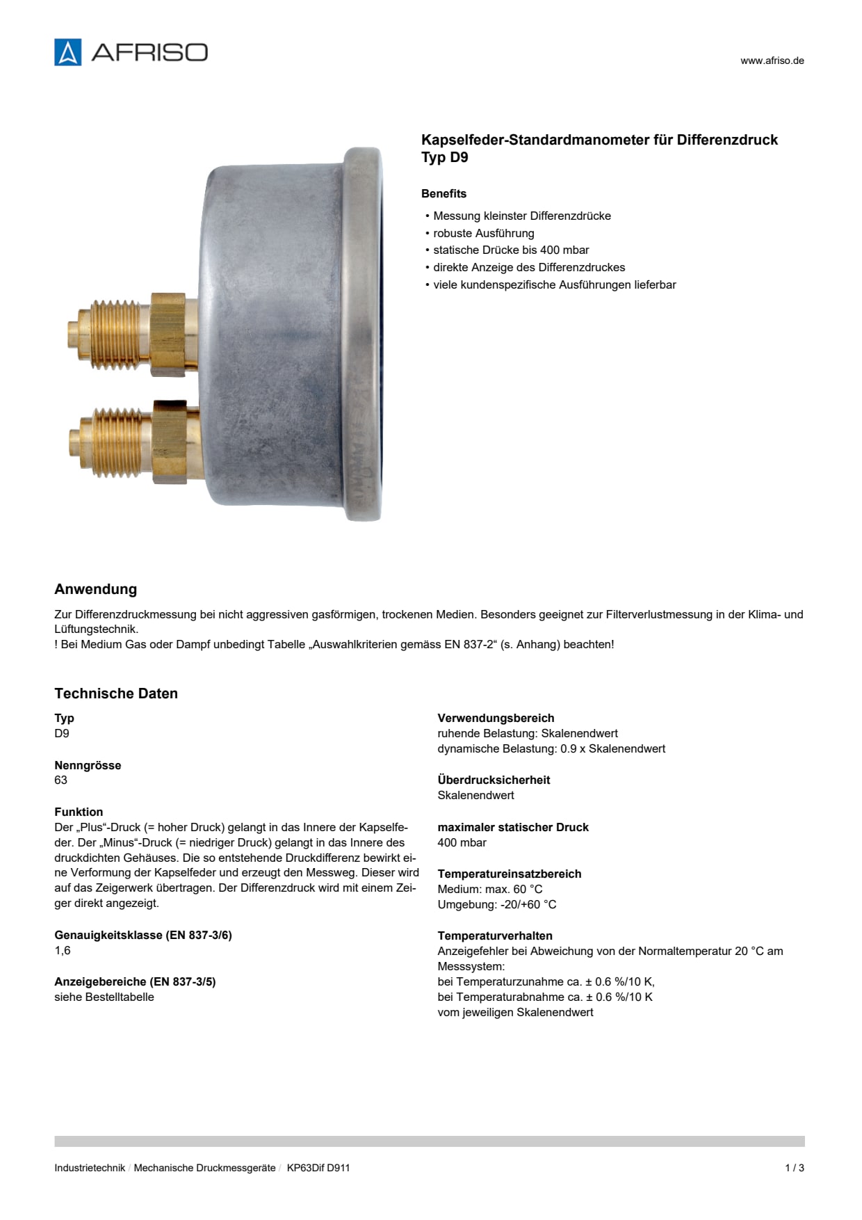 AFRISO_DATENBLATT_KAPSELFEDER-STANDARDMANOMETER-FUER-DIFFERENZDRUCK-TYP-D9_KP63DIF-D911_P24869_DEU_CHE.PDF