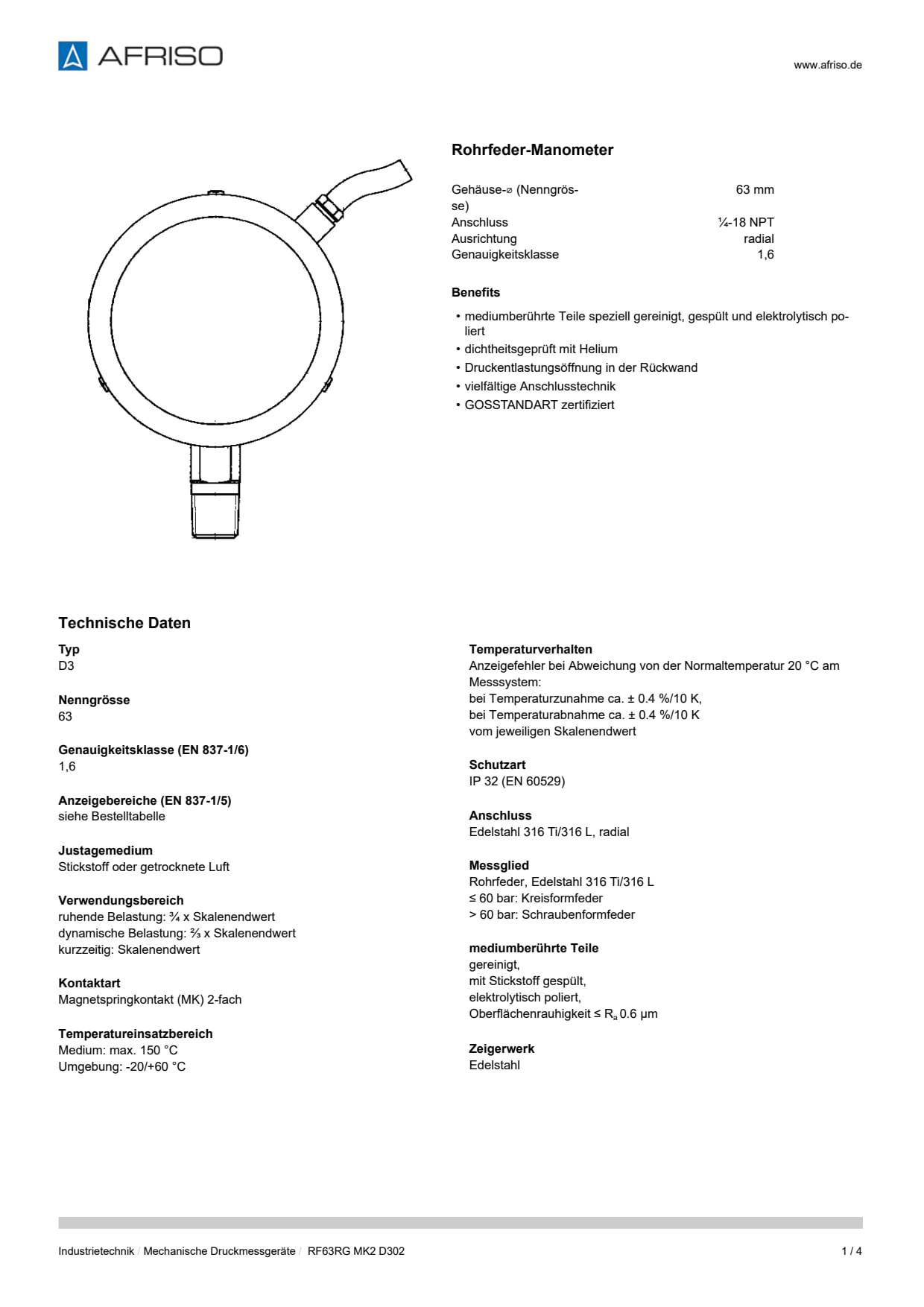AFRISO_DATENBLATT_ROHRFEDER-MANOMETER_RF63RG-MK2-D302_P24568_DEU_CHE.PDF