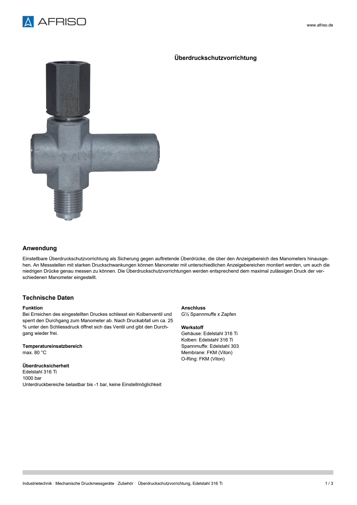 AFRISO_DATENBLATT_UEBERDRUCKSCHUTZVORRICHTUNG--EDELSTAHL-316-TI_P27233_DEU_CHE.PDF