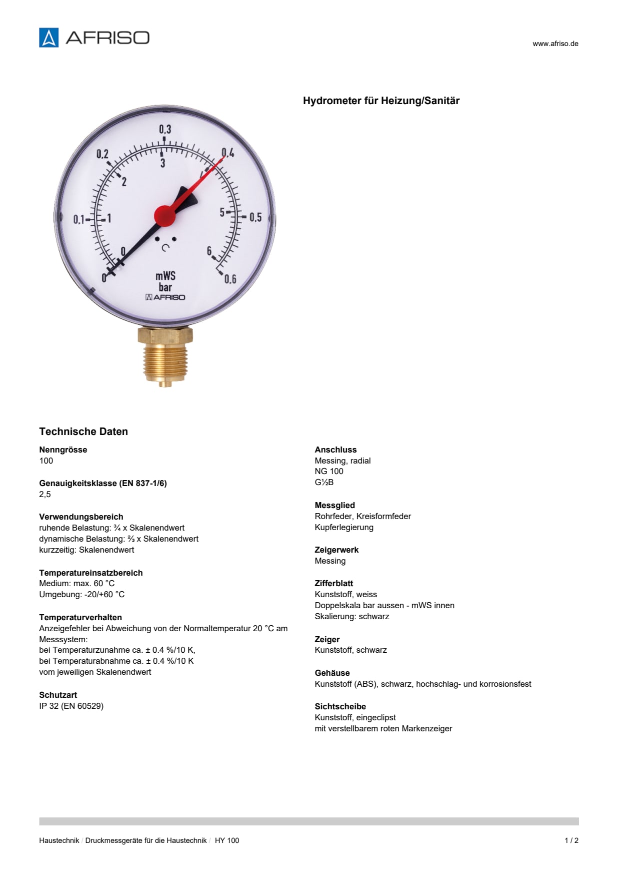 AFRISO_DATENBLATT_HYDROMETER-FUER-HEIZUNG-SANITAER_HY-100_P25290_DEU_CHE.PDF