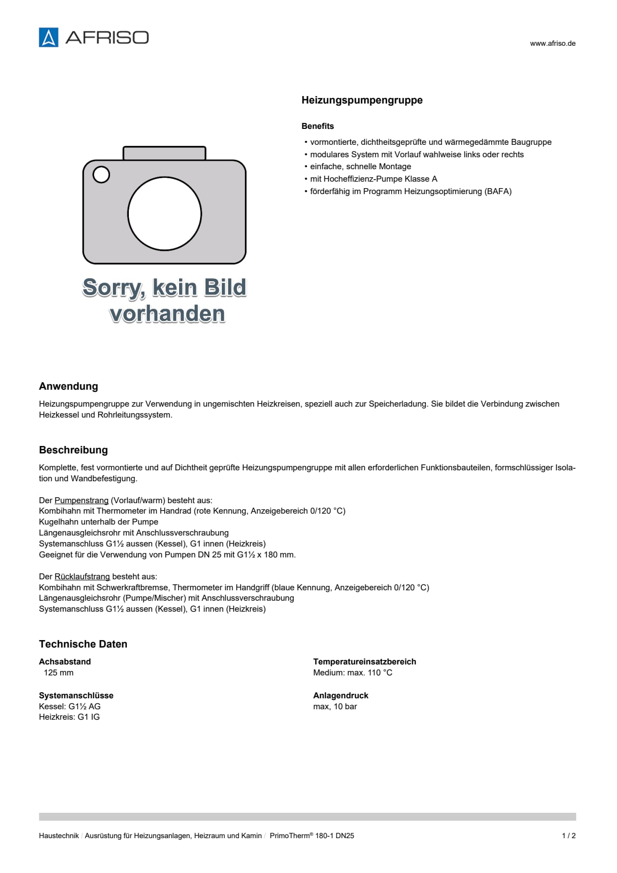 AFRISO_DATENBLATT_HEIZUNGSPUMPENGRUPPE_PRIMOTHERM-180-1-DN25_P31009_DEU_CHE.PDF
