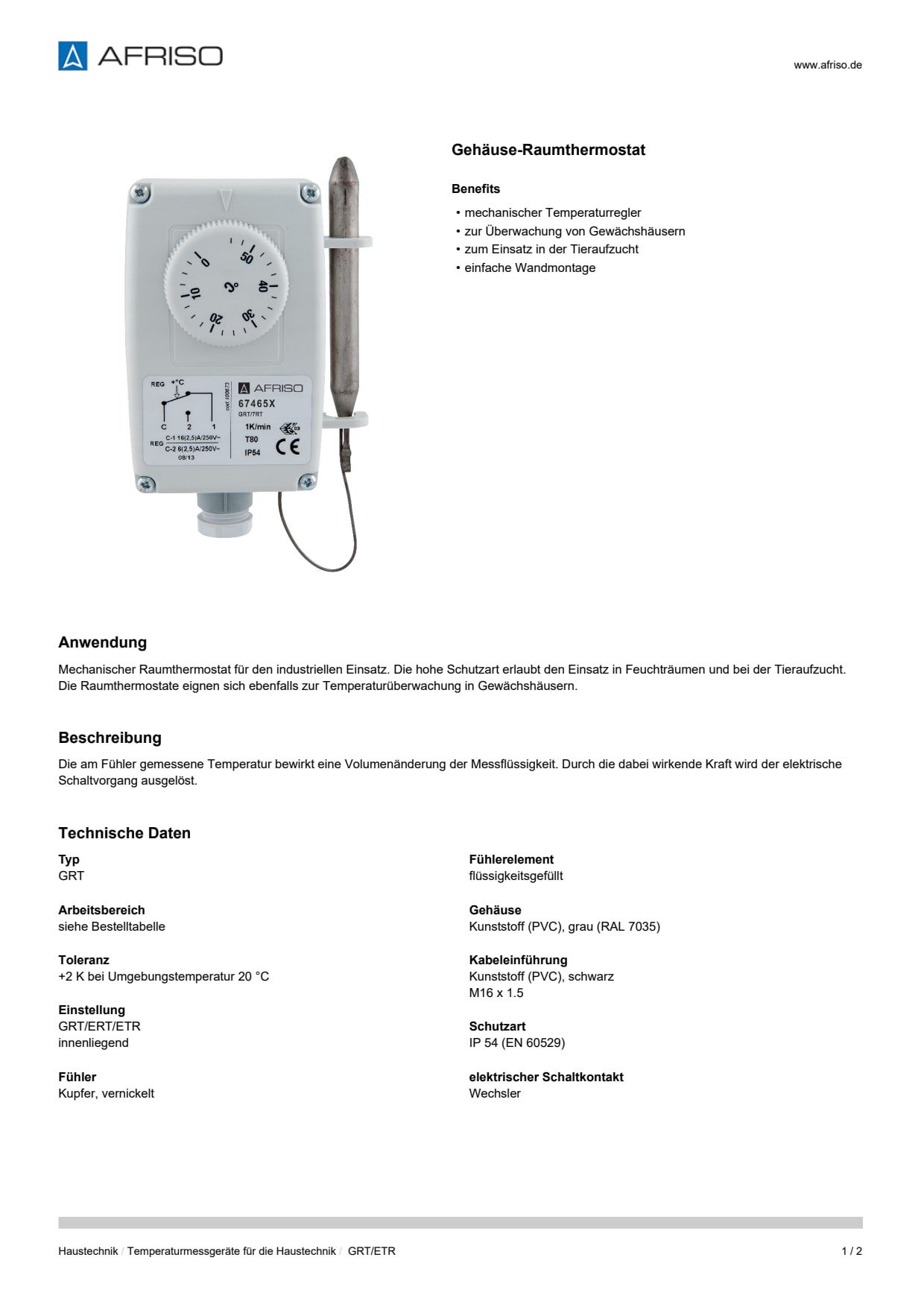 AFRISO_DATENBLATT_GEHAEUSE-RAUMTHERMOSTAT_GRT-ETR_P27457_DEU_CHE.PDF
