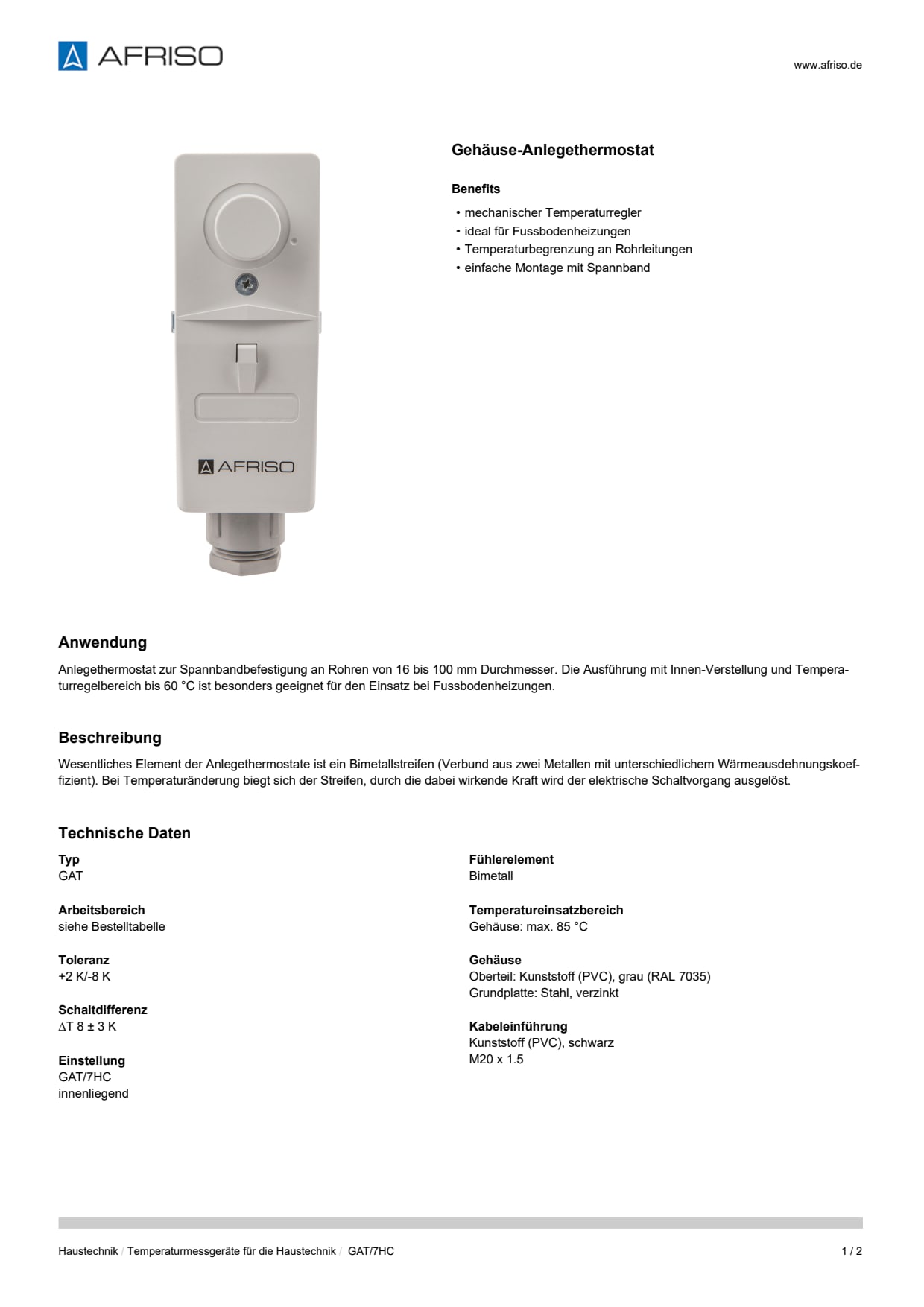 AFRISO_DATENBLATT_GEHAEUSE-ANLEGETHERMOSTAT_GAT-7HC_P27441_DEU_CHE.PDF
