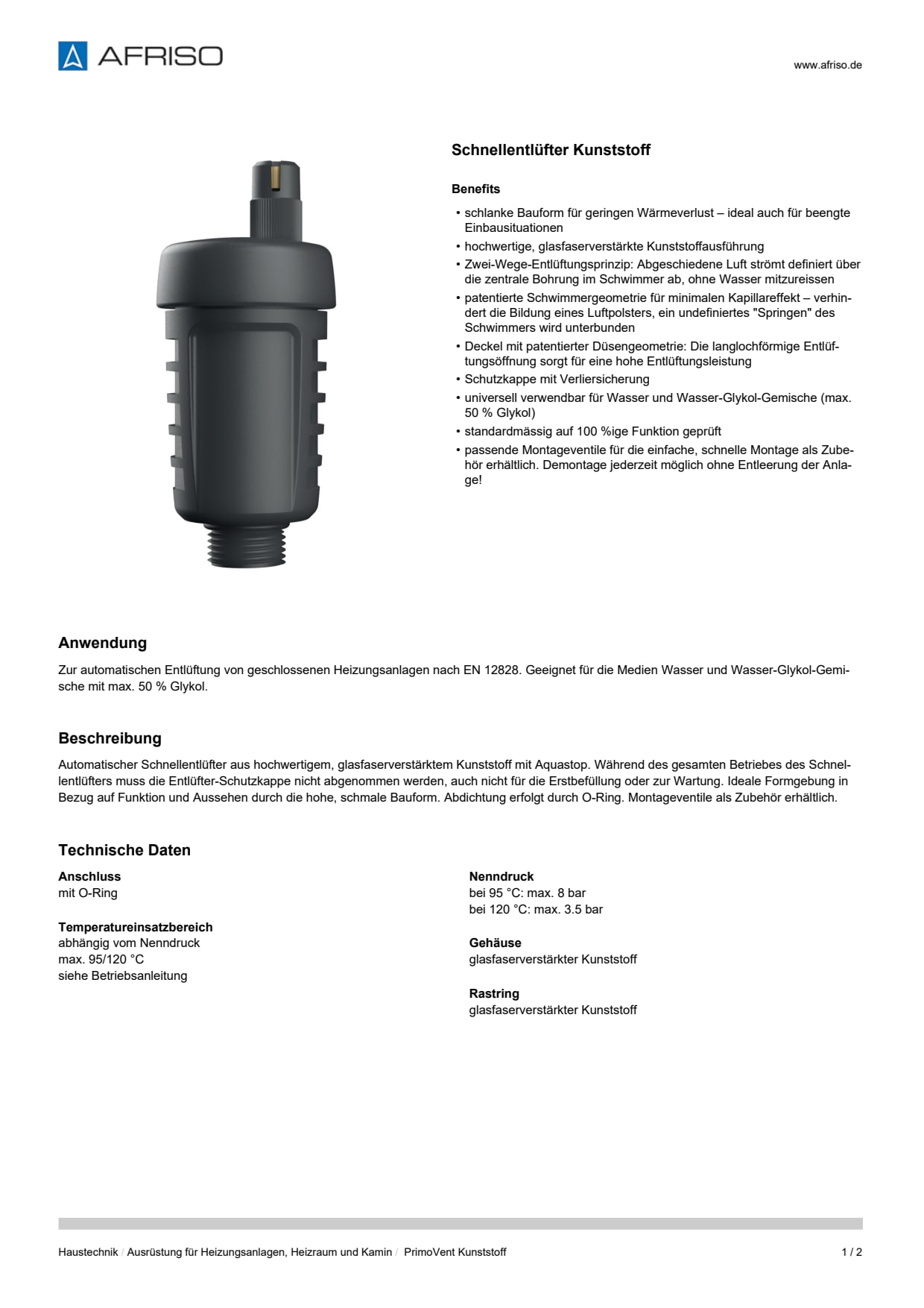 AFRISO_DATENBLATT_SCHNELLENTLUEFTER-KUNSTSTOFF_PRIMOVENT-KUNSTSTOFF_P31748_DEU_CHE.PDF