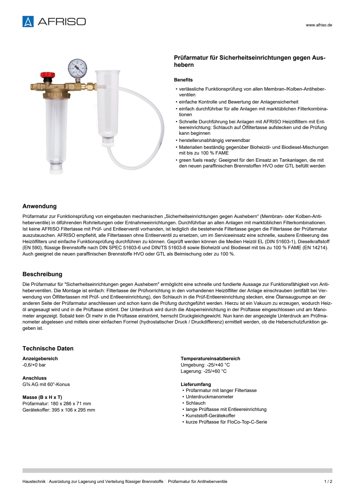 AFRISO_DATENBLATT_PRUEFARMATUR-FUER-SICHERHEITSEINRICHTUNGEN-GEGEN-AUSHEBERN_PRUEFARMATUR-FUER-ANTIHEBERVENTILE_P31382_DEU_CHE.PDF