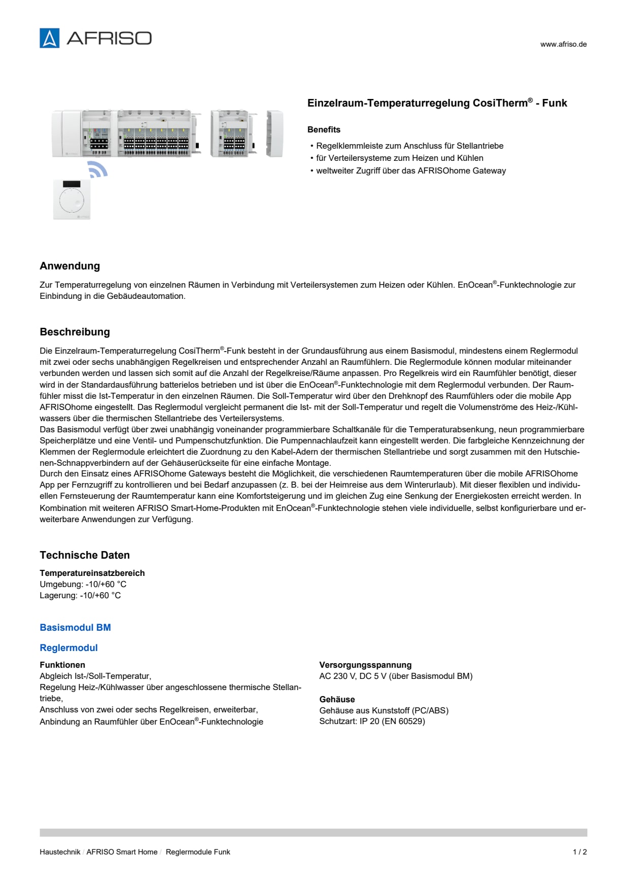 AFRISO_DATENBLATT_EINZELRAUM-TEMPERATURREGELUNG-COSITHERM--FUNK_REGLERMODULE-FUNK_P31814_DEU_CHE.PDF