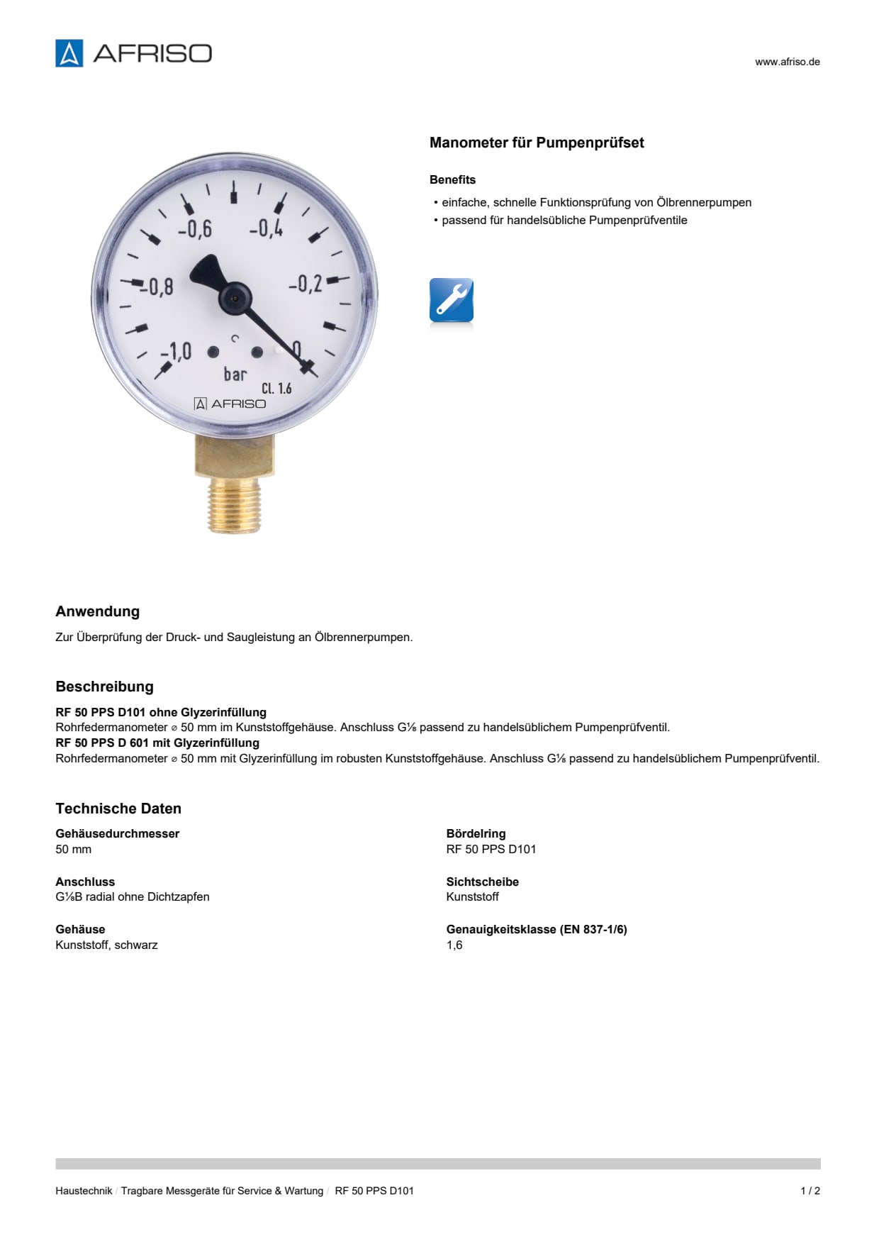 AFRISO_DATENBLATT_MANOMETER-FUER-PUMPENPRUEFSET_RF-50-PPS-D101_P36542_DEU_CHE.PDF