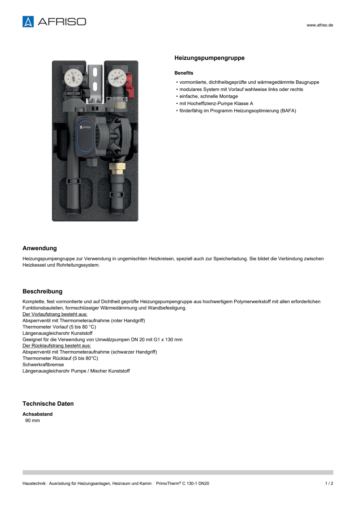 AFRISO_DATENBLATT_HEIZUNGSPUMPENGRUPPE_PRIMOTHERM-C-130-1-DN20_P79125_DEU_CHE.PDF