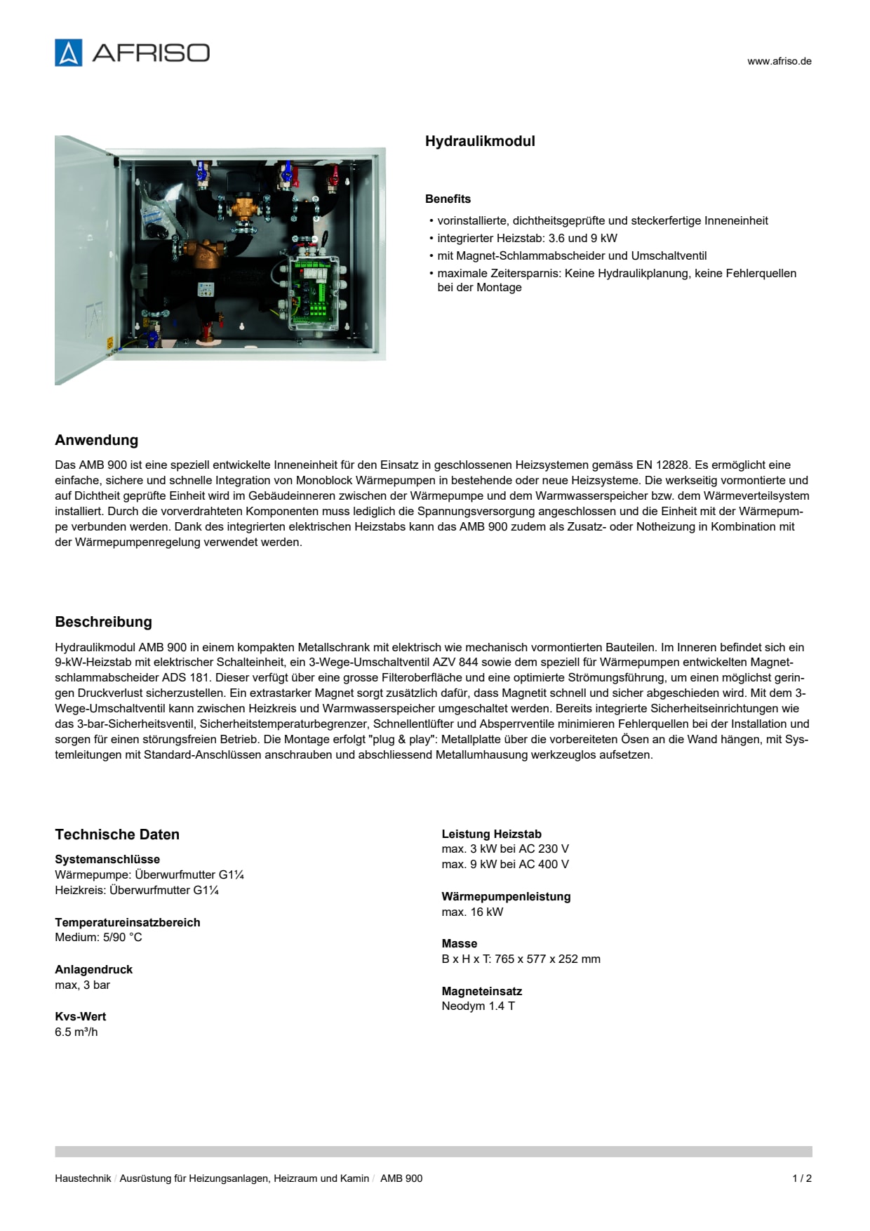 AFRISO_DATENBLATT_HYDRAULIKMODUL_AMB-900_P76773_DEU_CHE.PDF