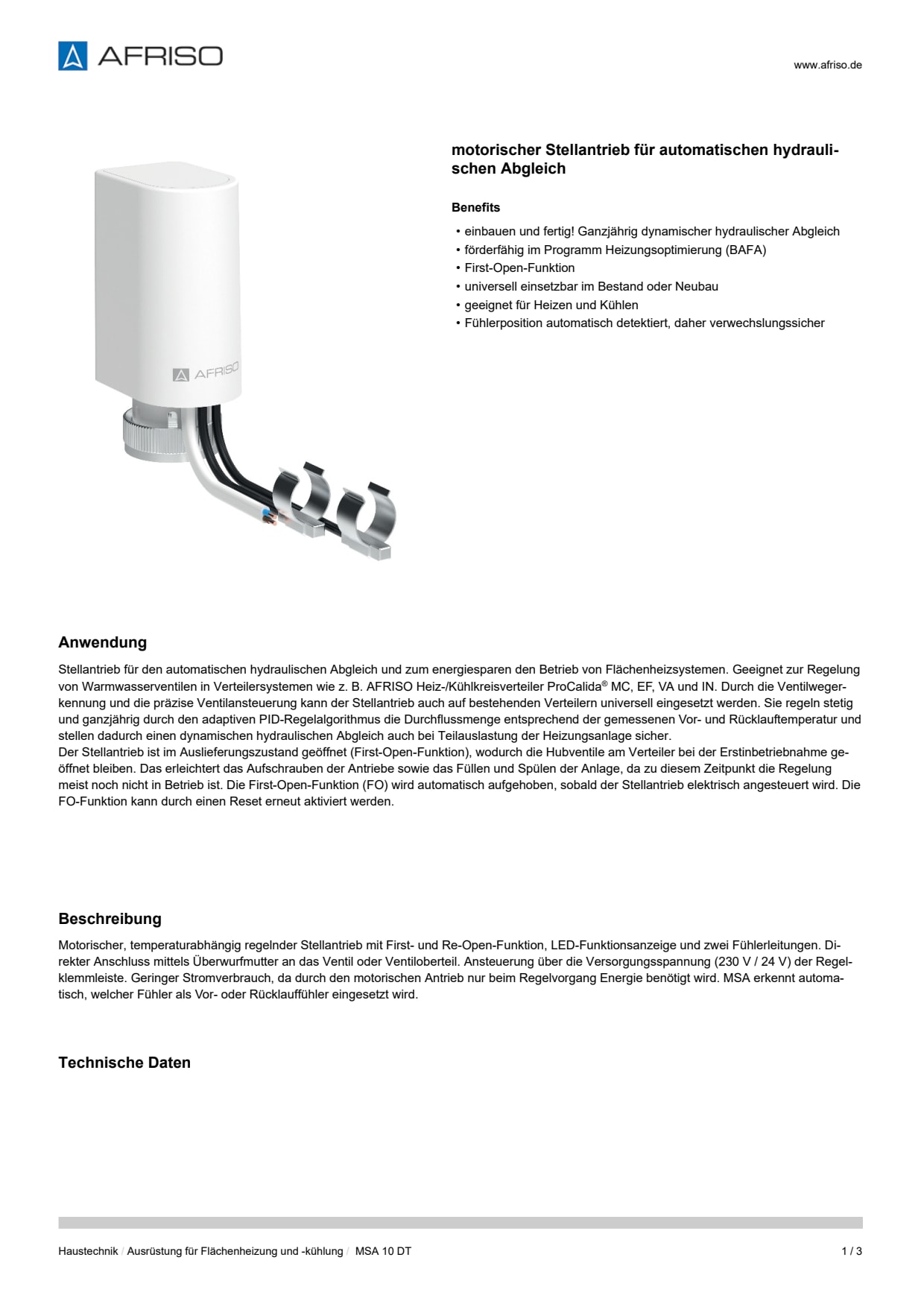 AFRISO_DATENBLATT_MOTORISCHER-STELLANTRIEB-FUER-AUTOMATISCHEN-HYDRAULISCHEN-ABGLEICH_MSA-10-DT_P63891_DEU_CHE.PDF