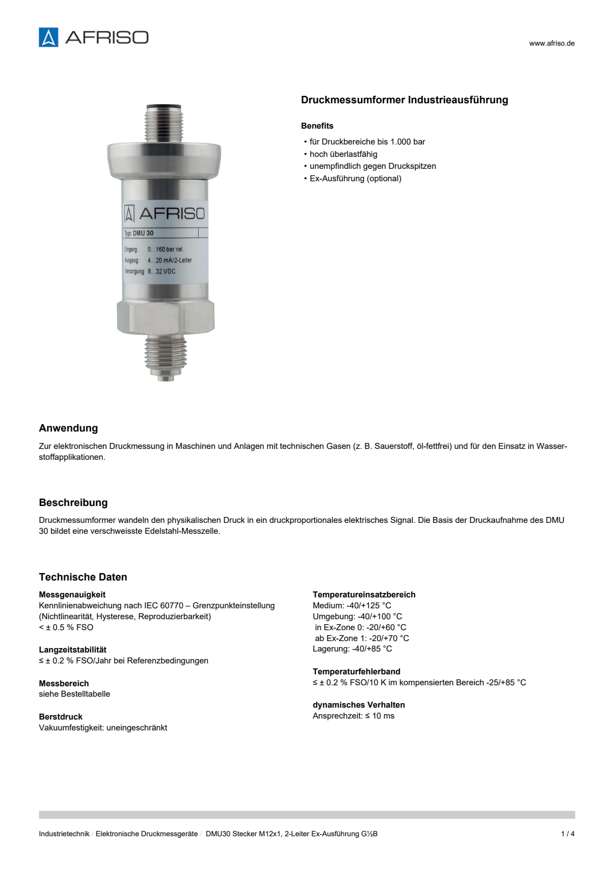 AFRISO_DATENBLATT_DRUCKMESSUMFORMER-INDUSTRIEAUSFUEHRUNG_DMU30-STECKER-M12X1--2-LEITER-EX-AUSFUEHRUNG-G1-2B_P62521_DEU_CHE.PDF