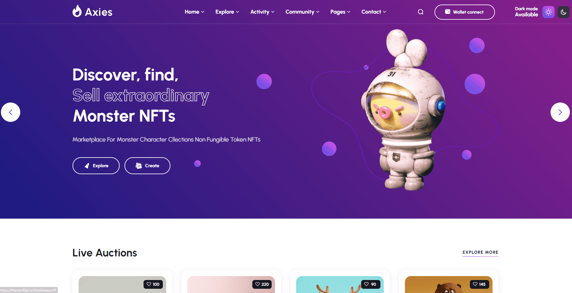 Axies - NFT Marketplace HTML Template