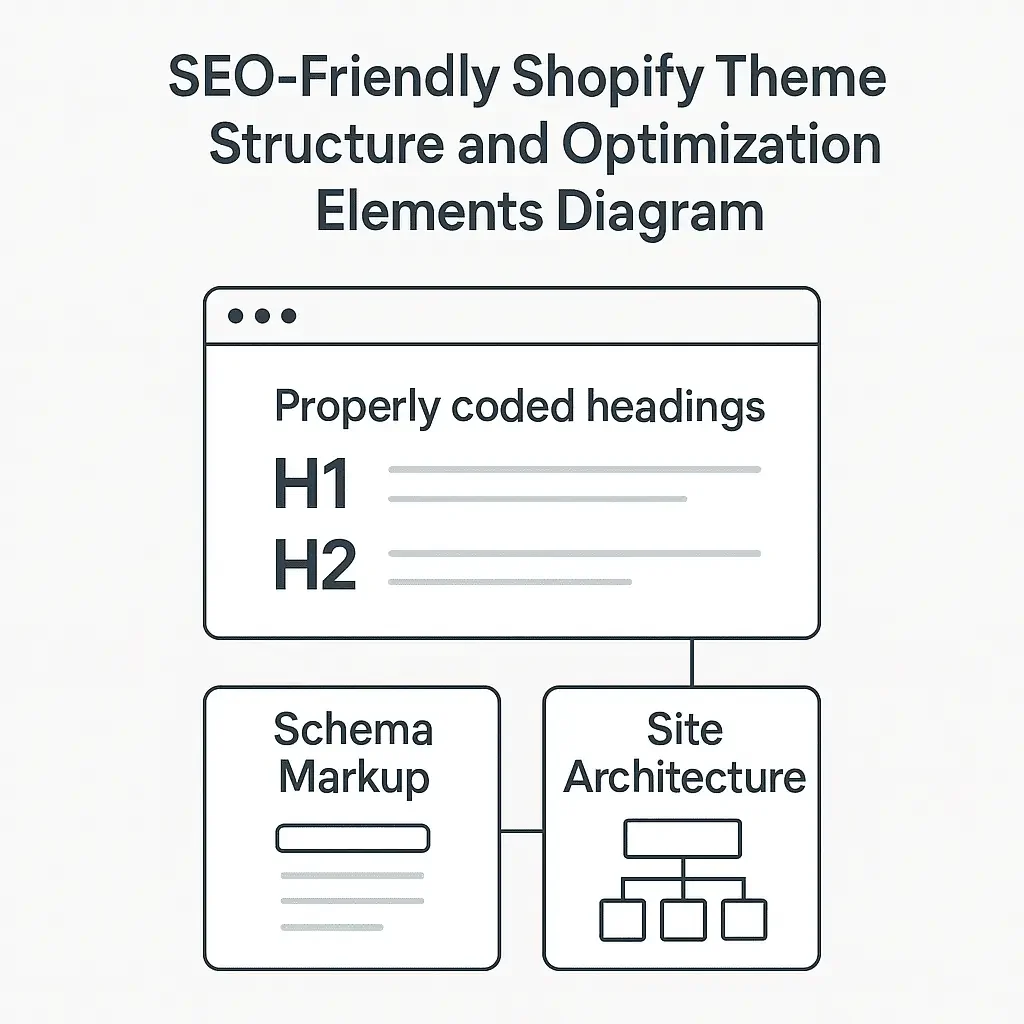 SEO-friendly Shopify theme structure and optimization elements diagram
