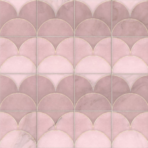 Crio 4" x 4" Tuk Tuk The 7 Hills Of Lisbon Marble Tile in Pink Street 2 Piece Pattern