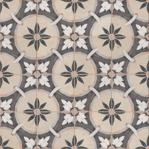 Crio 4" x 4" Porto-guese Flor Tile Limestone Tile in Antique Pewter