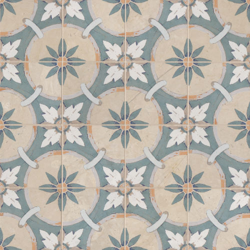 Crio 4" x 4" Porto-guese Flor Tile Limestone Tile in Iberian Aqua