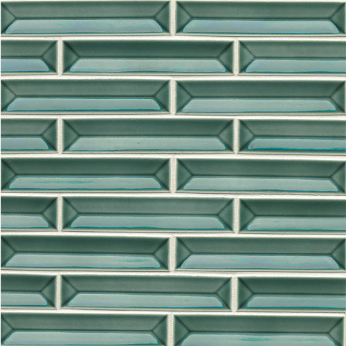 Half Baked 1 1/4" x 6" Porcelain Gloss Bars Mosaic in Teal The Timer Rings