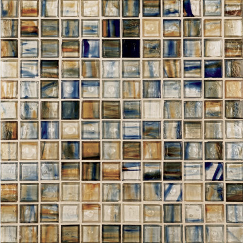 Haute Glass 1" x 1" Mosaic in Brown Eyes Blue Non-iridescent