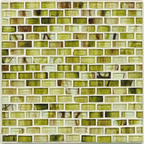 Haute Glass 5/8" x 1 1/4" Brick Mosaic in Limelight Non-iridescent