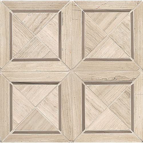 London Calling Trafalgar Square Honed Marble Mosaic in Mist