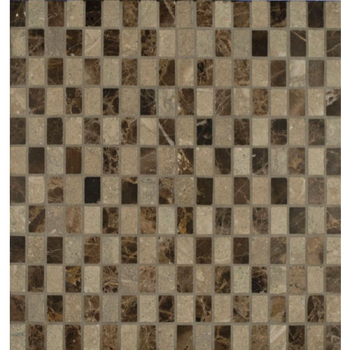 Rock Glamorous 5/8" x 1" Elongated Checks Honed Stone Mosaic in Tepenade & Espresso