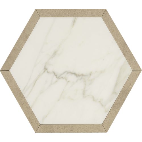 Suave Due 10 1/4" x 10 1/4" Hexagon Marble Waterjet in Calacatta Gold & Volpe
