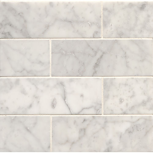 Vanity 3" x 8 Honed Marble Tile in White Carrara
