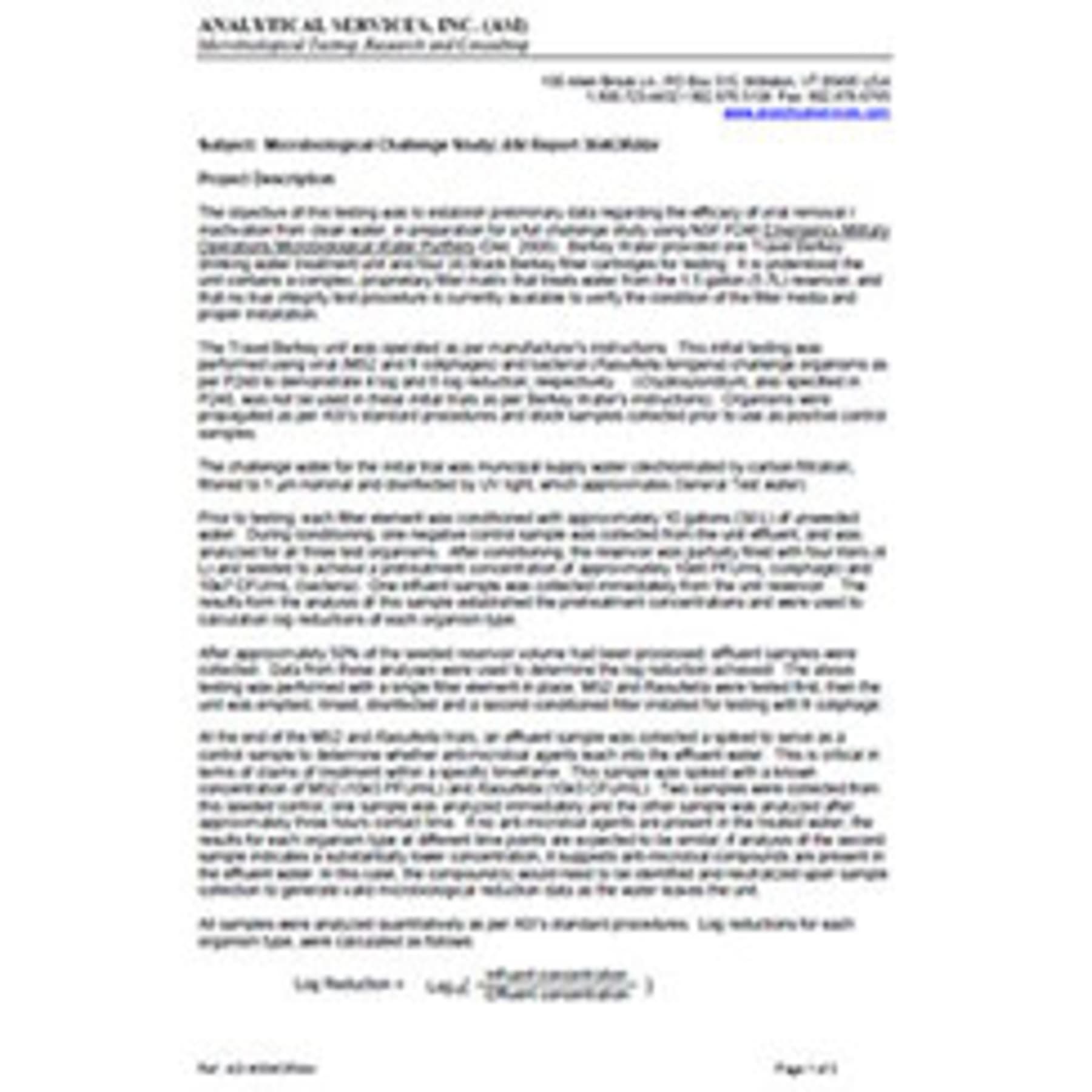 ASI Lab Test Results Berkey Water Filters Europe