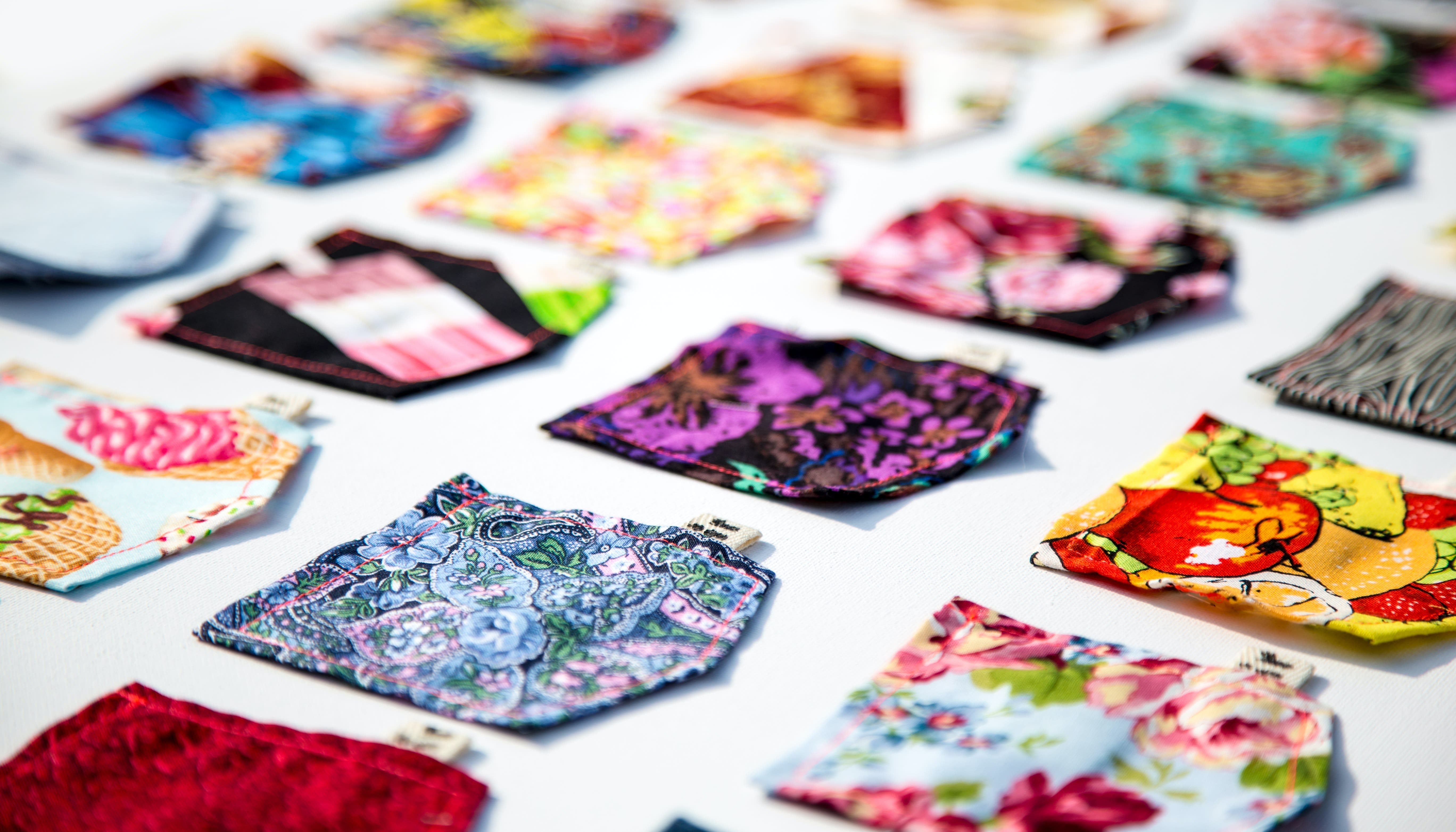 Colourful patterned pocket squares