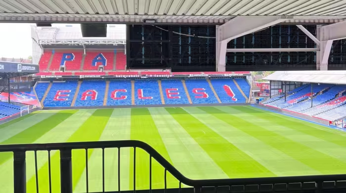 Football pitch at Selhurst Park Stadium.