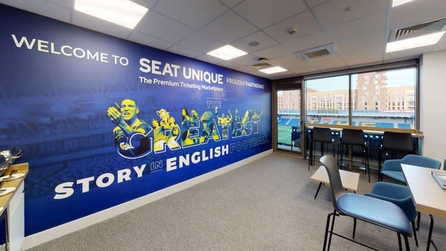 AFC Wimbledon mural in the Seat Unique Box at The Cherry Red Records Stadium
