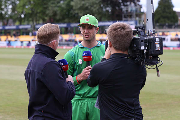 Leicestershire player being interviewed