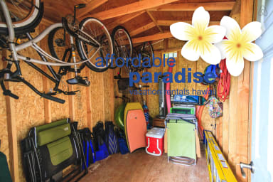 large selection of beach toys and bikes for our guests use