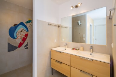 shower room garden floor, with its mosaic kite surfing